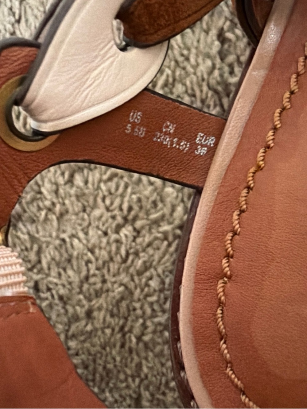 Coach Pink and Brown Leather Floral-Link Slingback Sandals - Picture 6 of 7